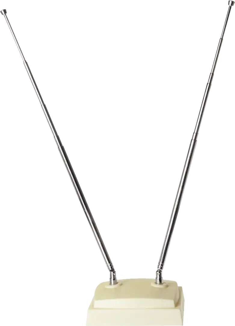A rabbit-ears TV antenna